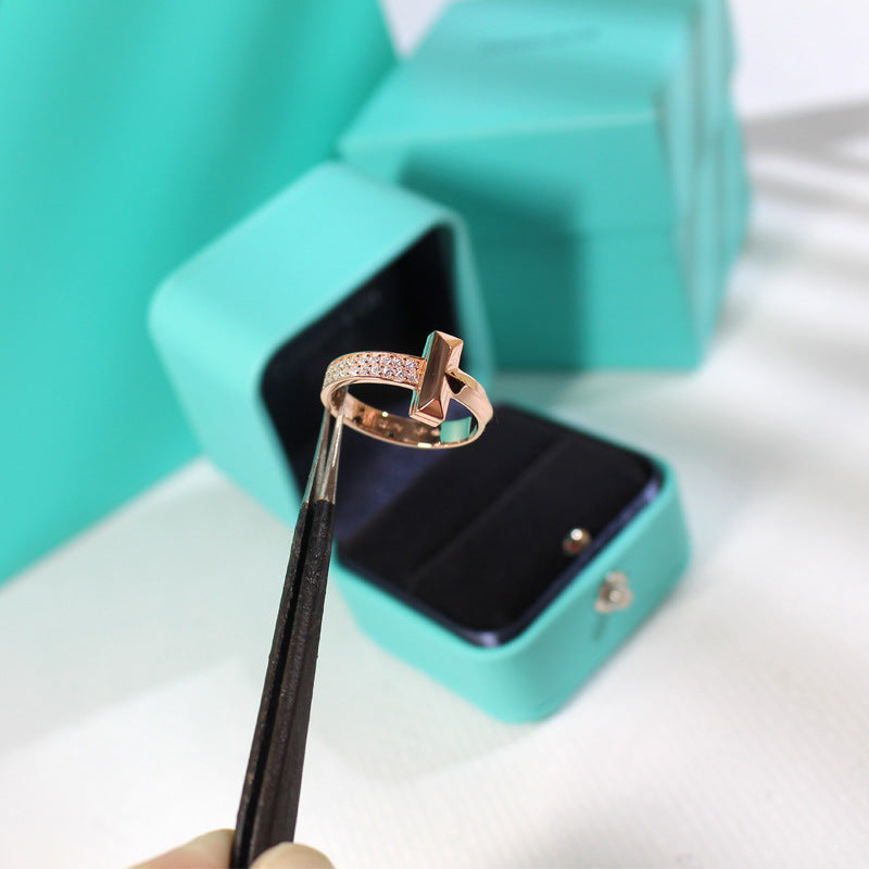 Tiffany T1 Narrow Cubic Zirconia Pink Gold Ring