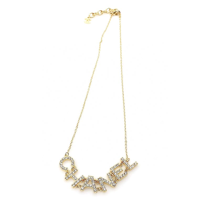 18K  Chanel Crystal 90's Icon Logo Necklace