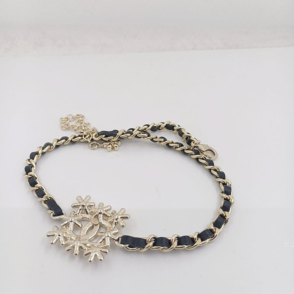 18K  Chanel Lambskin Choker Necklace