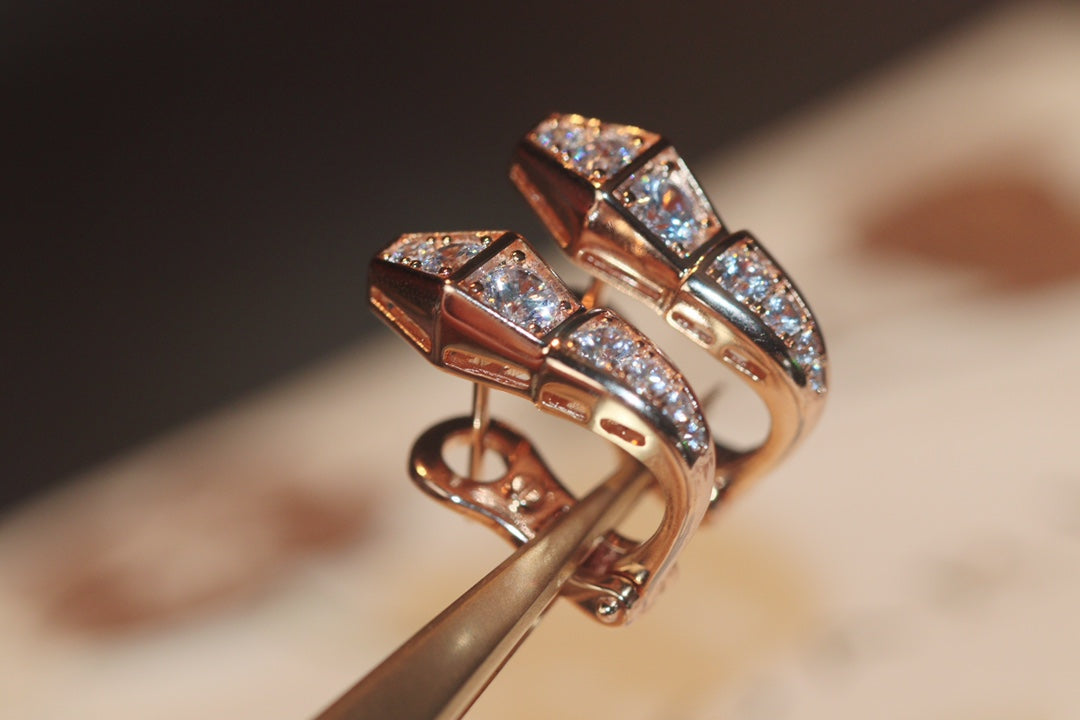 Bvlgari Serpent Pink Gold Cubic Zirconia Earrings