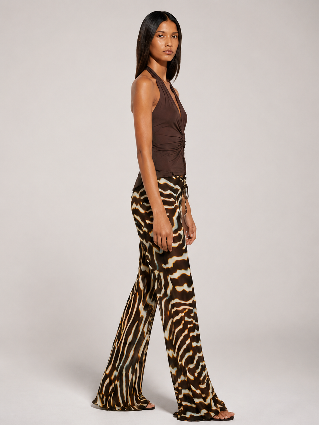 Abstract Zebra Flared Pants