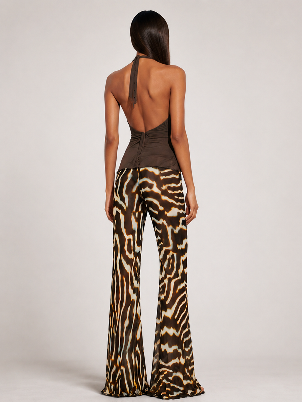Abstract Zebra Flared Pants