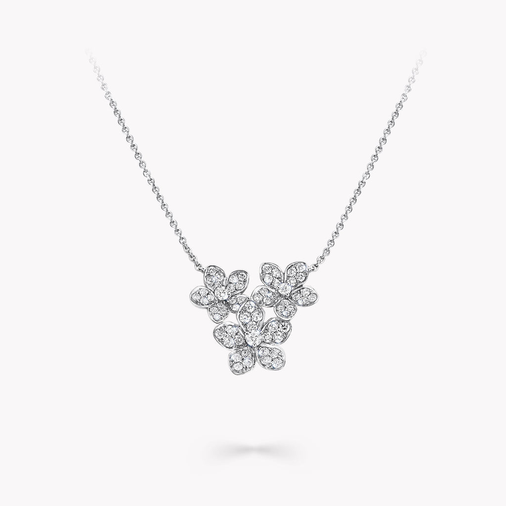 Graff Wild Flower Silver Cubic Zirconia Cluster Necklace
