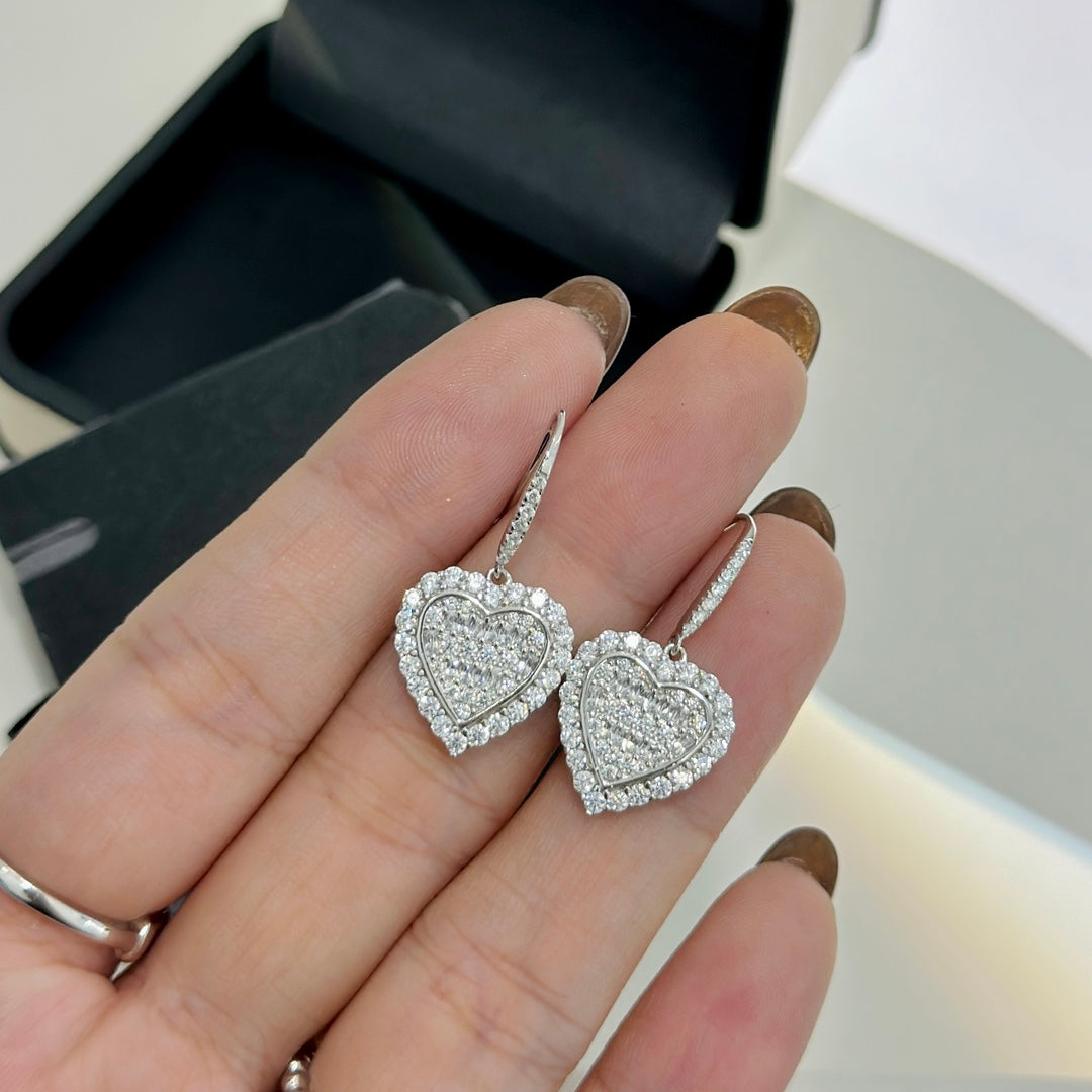 18K Tiffany Heart Diamonds Earrings