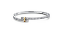 Tiffany Edge Cubic Zirconia Gold Silver Bracelet